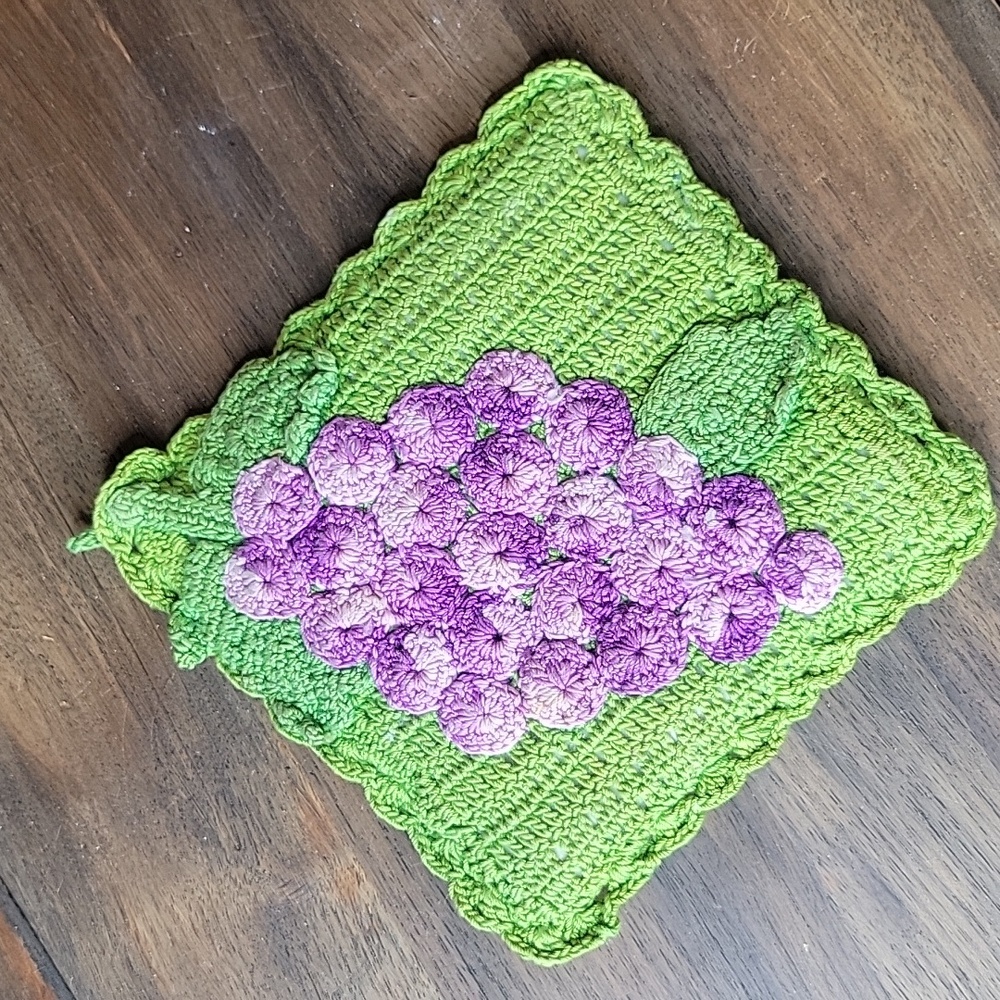 Vintage Handmade Crochet Lace Grape Pot Holder